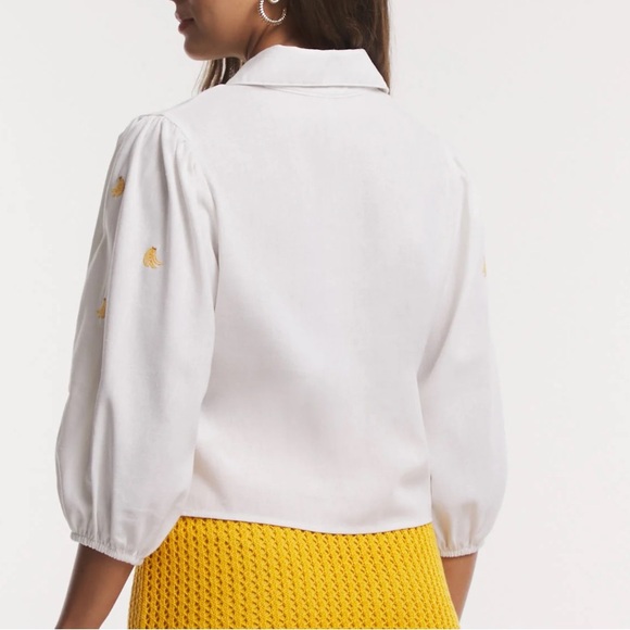 BlueSteel womens novelty embroidered banana collared button down linen cotton XL - Picture 5 of 10